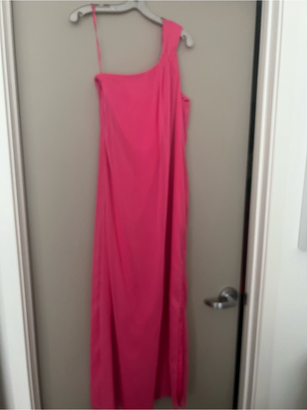 Pomander Place One-Shoulder Fuchsia Maxi Dress